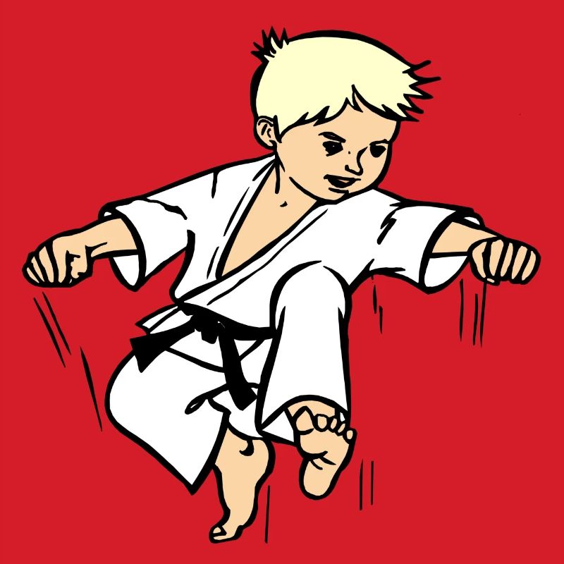 Karatekind oder Judokind mit schwarzem Gürtel