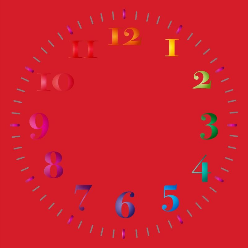 Dial with colored digits without clock hands