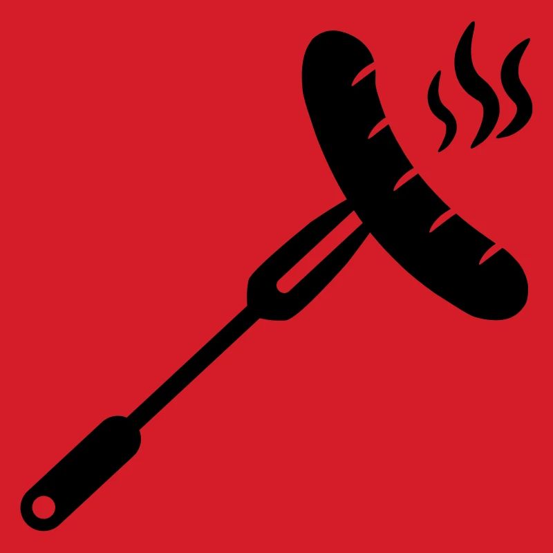 Sausage, bratwurst on a fork for BBQ