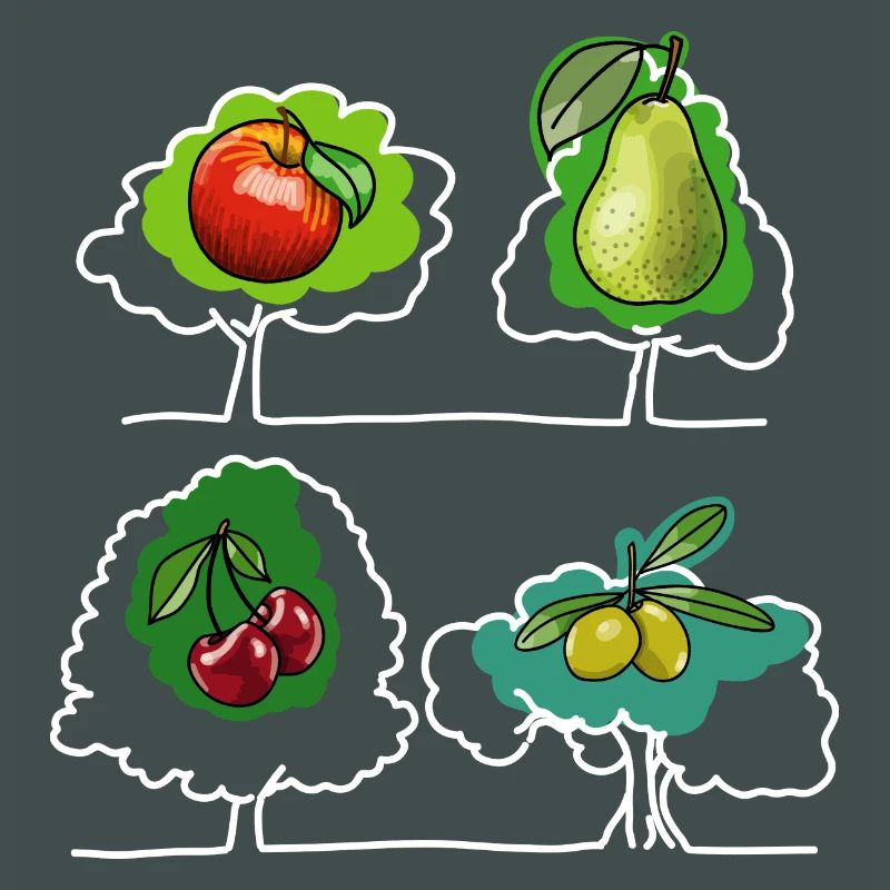 Apfel, Birne, Kirsche