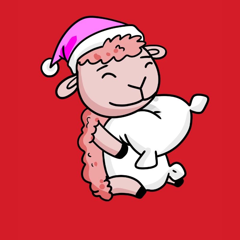 Sheep with pillow and sleeping cap