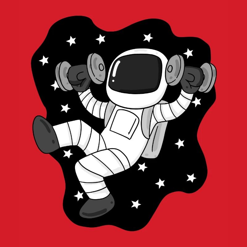 Astronaute avec des haltères dans l’espace