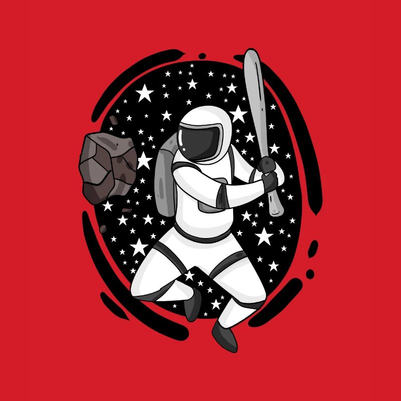 Astronaute avec batte de baseball dans l’espace