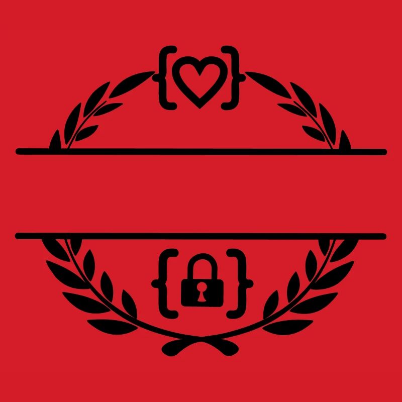 Code mit Herz und Code mit Schloss in Lorbeerkranz m