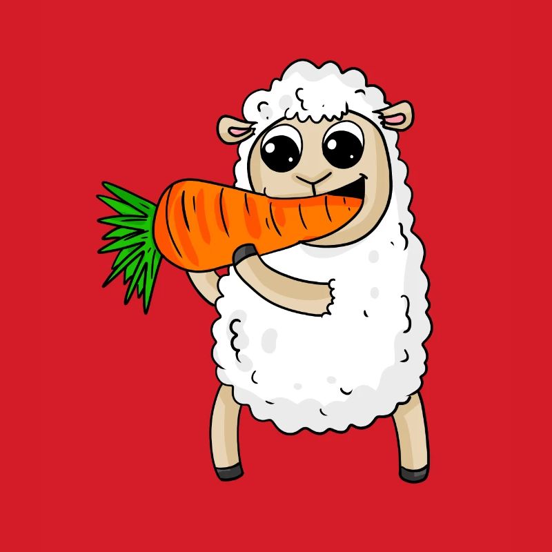 Sheep eats carrot
