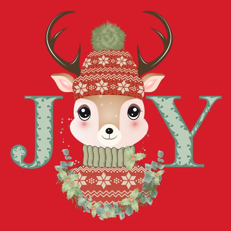 cerf mignon avec pull et bonnet pompon Joy