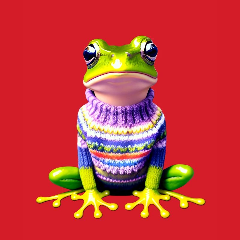 Kleiner Regenbogenfrosch mit Norweger-Pullover
