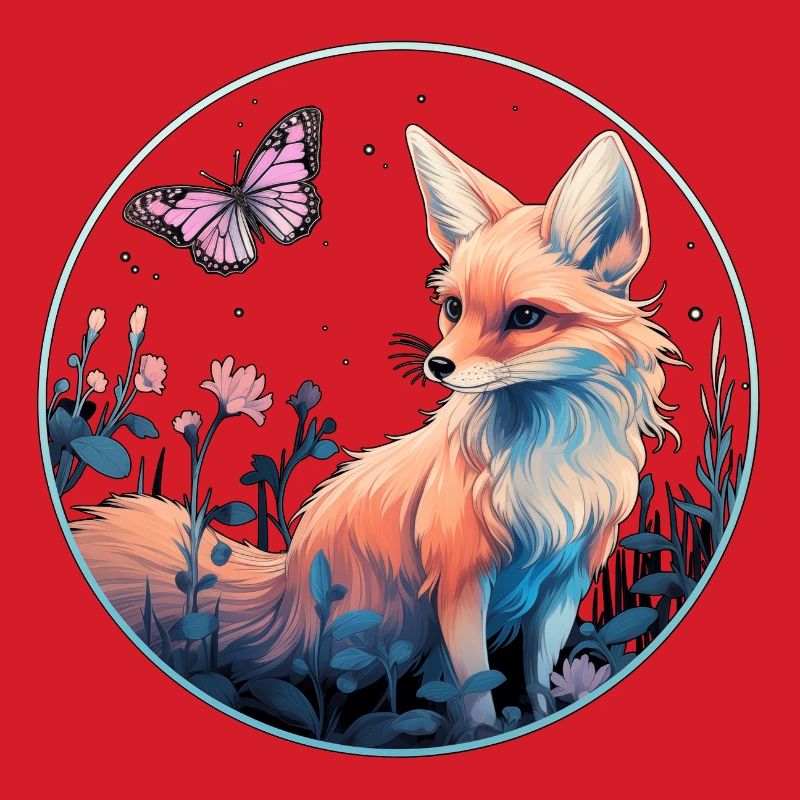 Fox with butterfly