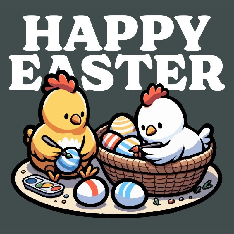Happy Easter – Cute chicks paint Easter eggs