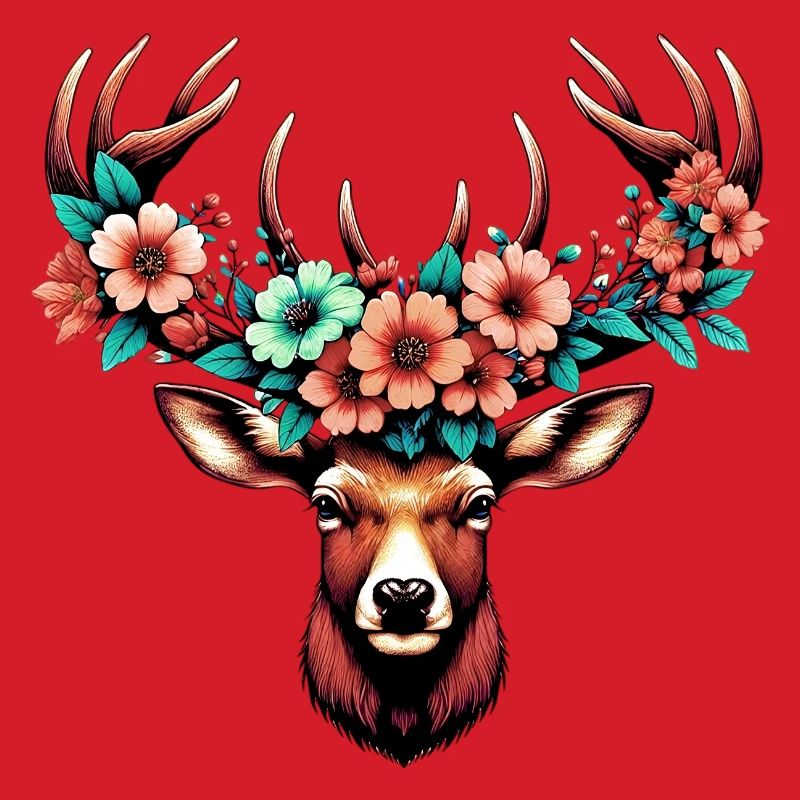Deer with Flowers