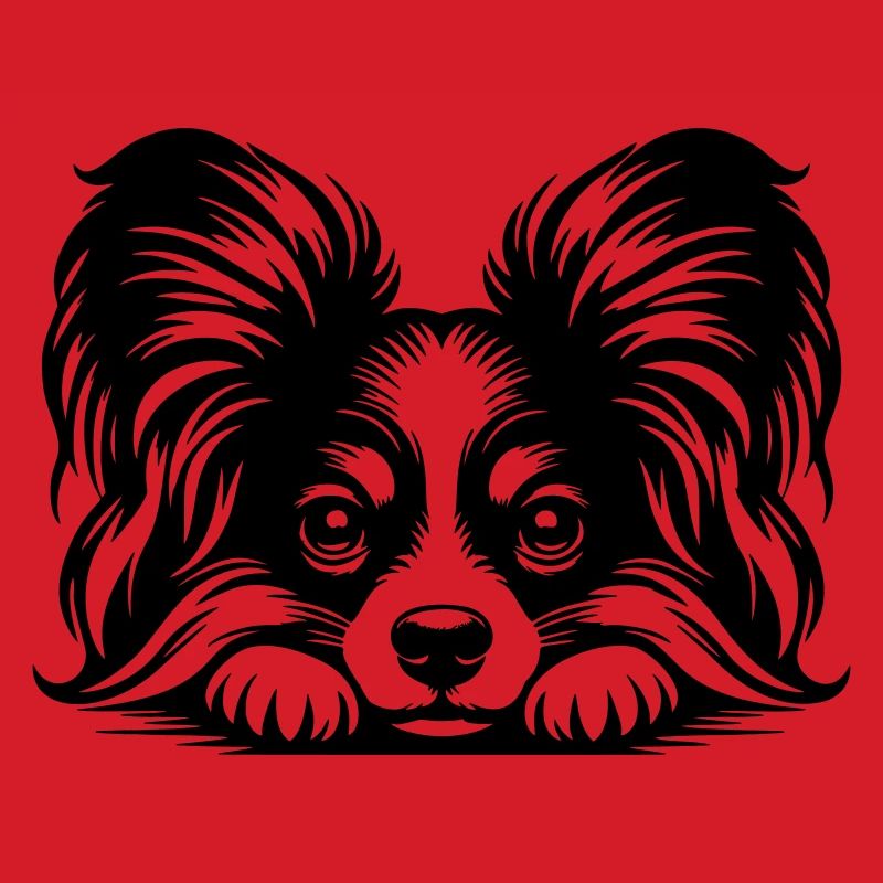 Papillon Head with Paws