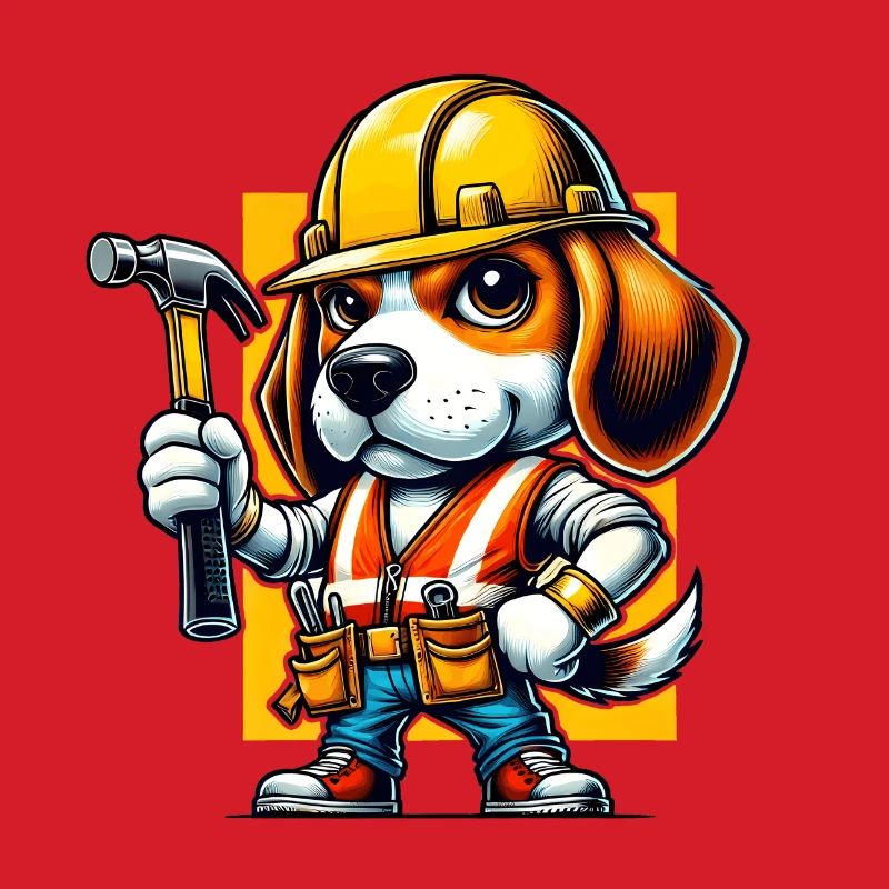 Beagle construction worker