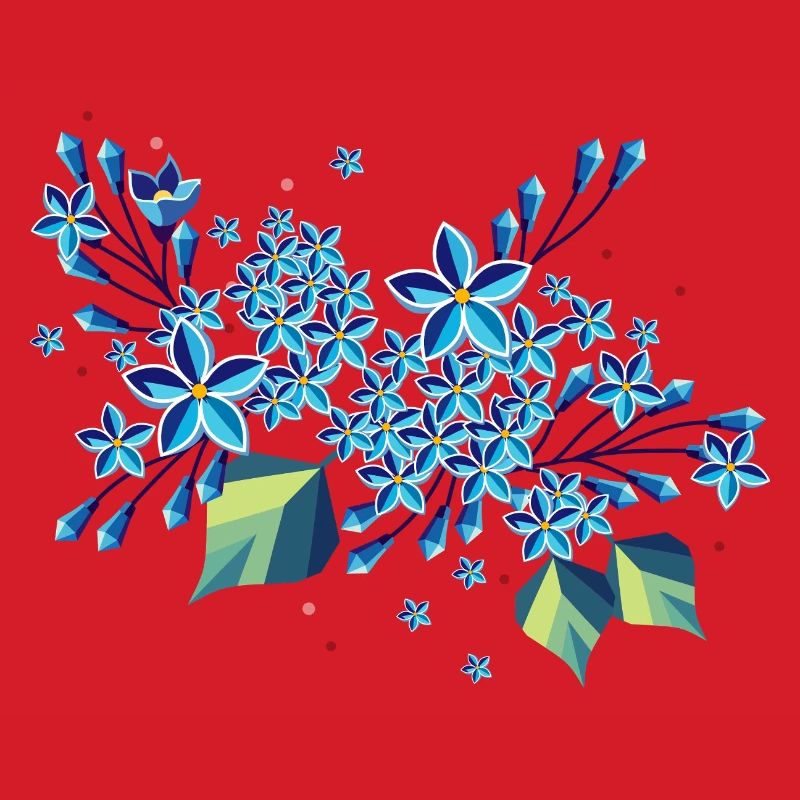 Branche de lilas – des tons bleus élégants dans un design moderne
