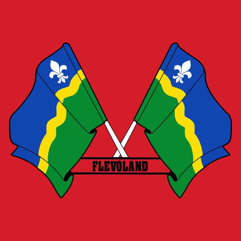 Two flags text FLEVOLAND