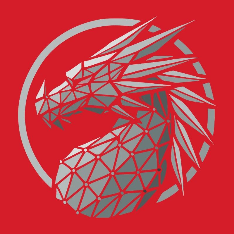 Blue Polygons Dragon Head