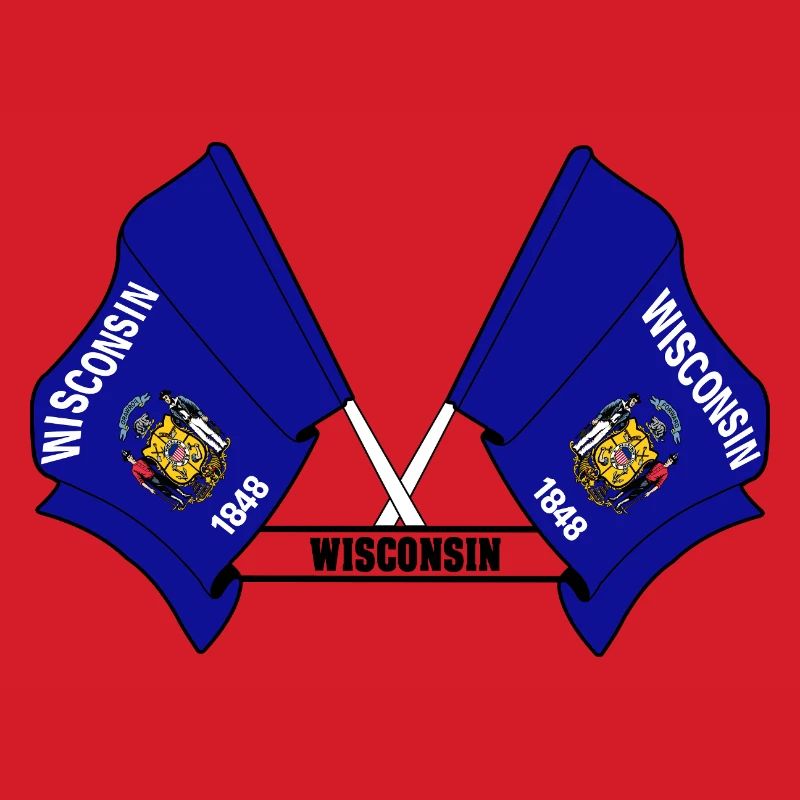 Two flags text WISCONSIN