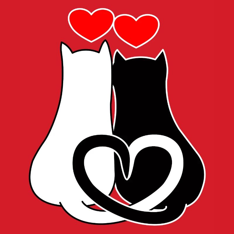 Verliebte Katzen mit Herzen