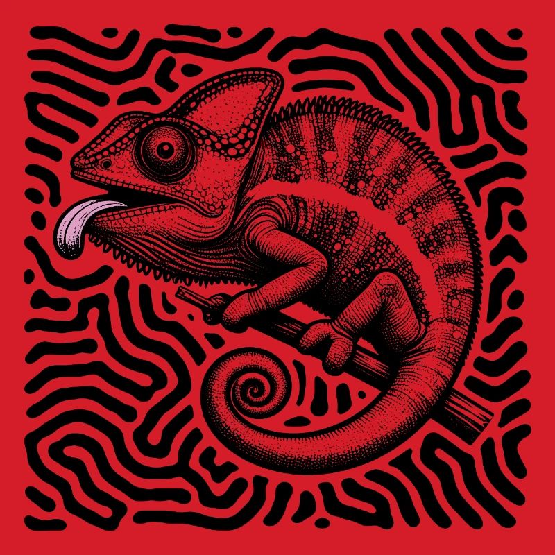 Chameleon Psychedelic Maze Art