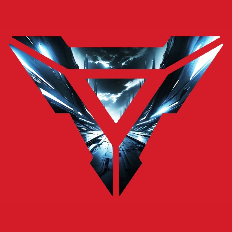 Futuristic Cyber Realm Triangular Design