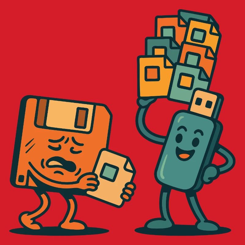 Floppy Disk vs USB Drive Retro Tech Sarcasm