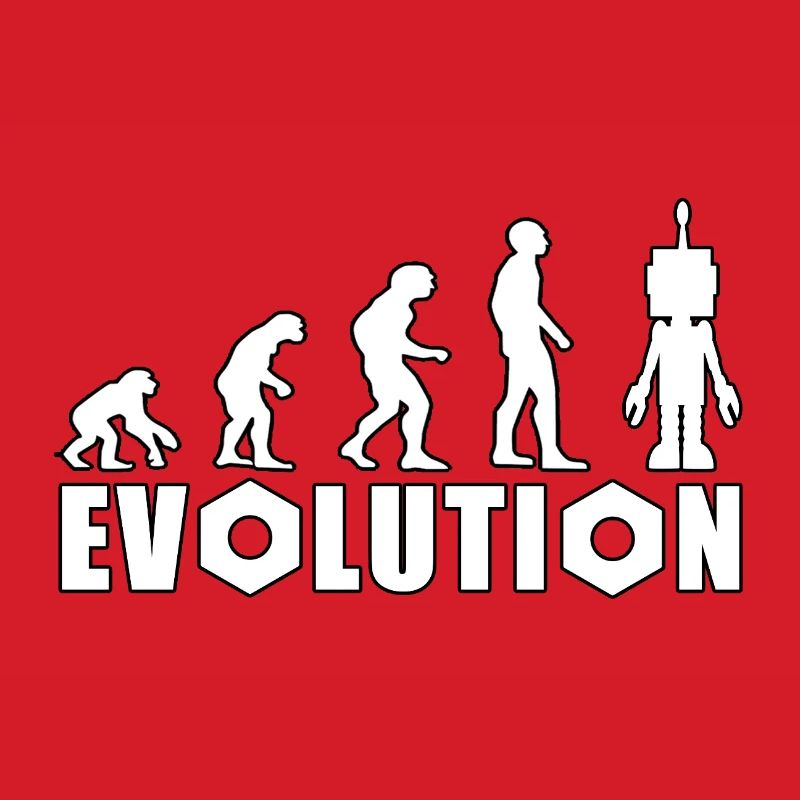 Evolution mit Roboterfigur Design