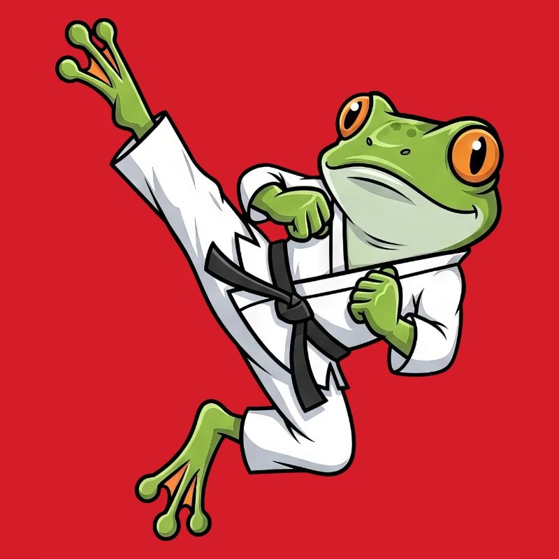 Whimsical Frog Toad Toad Karate Martial Arts