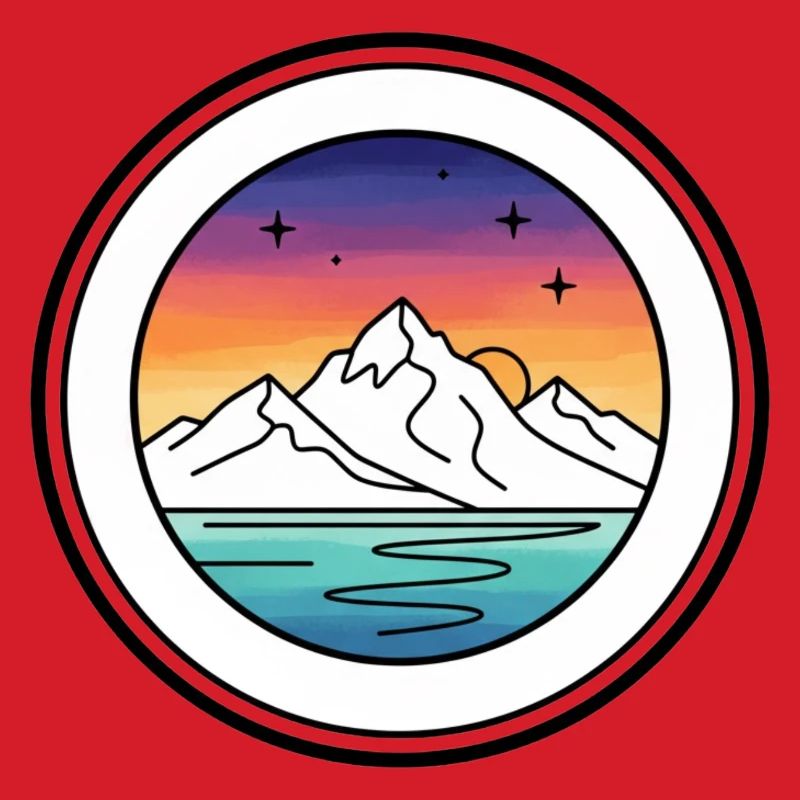 Mountain Lake Sunset Circle