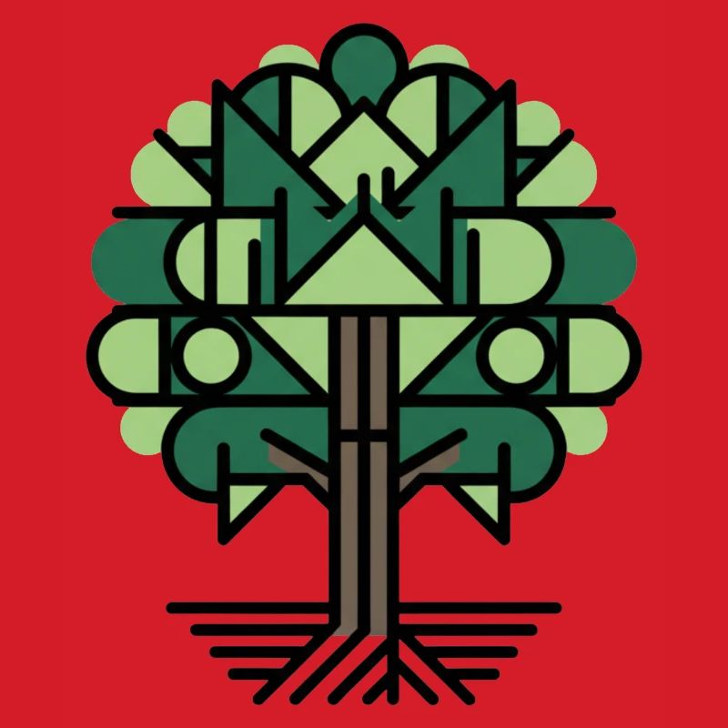 Geometric Tree Pattern Green