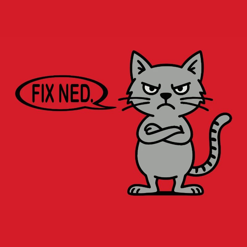 Angry cat with speech bubble - fix ned dialect