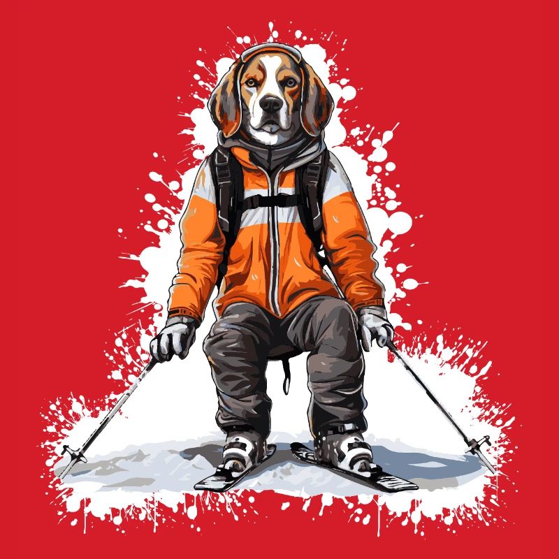 Beagle Dog Ski Skiing