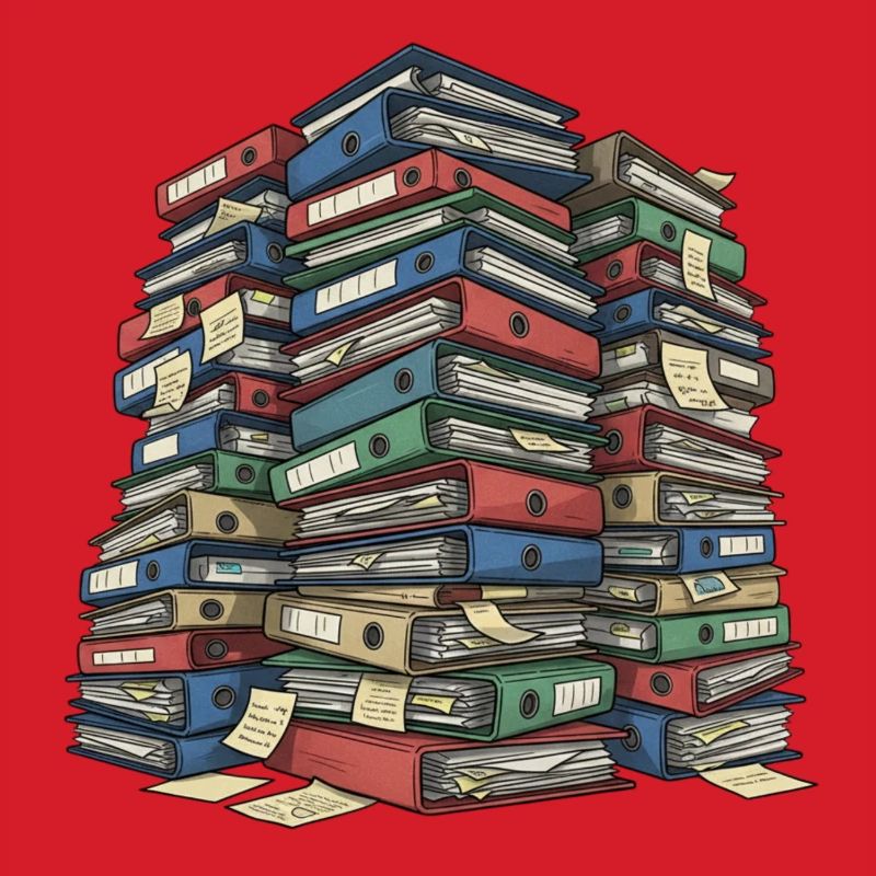 Folder Stack Office Chaos