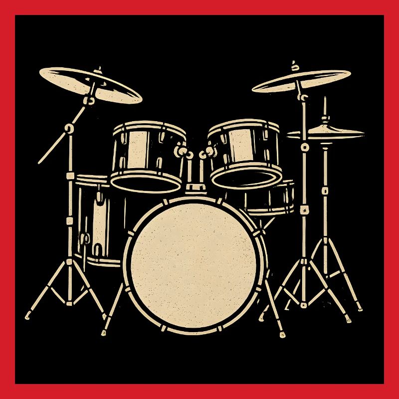 Black Silver Drumset Illustration