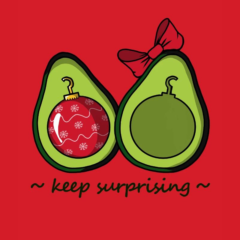 Avocado mit Weihnachtskugel als Kern