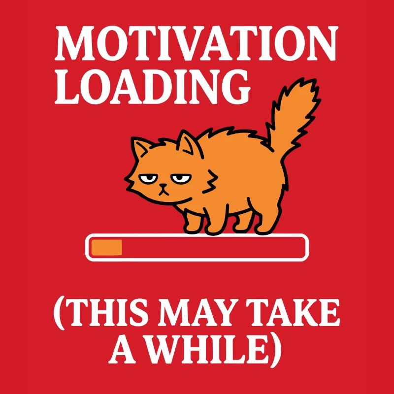 Motivation Loading Müde Katze mit Ladebalken