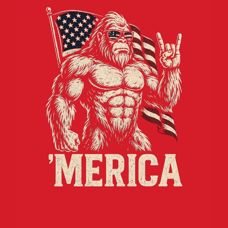 Amerika Bigfoot Lustiger Bigfoot zum 4. Juli Ameri