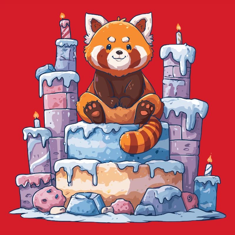 Roter Panda auf Eis-Torte