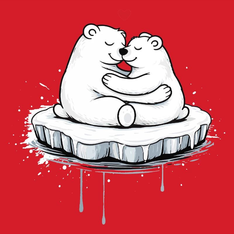 Zwei kuschelnde Eisbären auf Eisscholle 