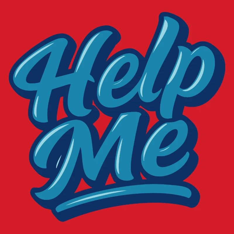 Help Me Blue Script Logo