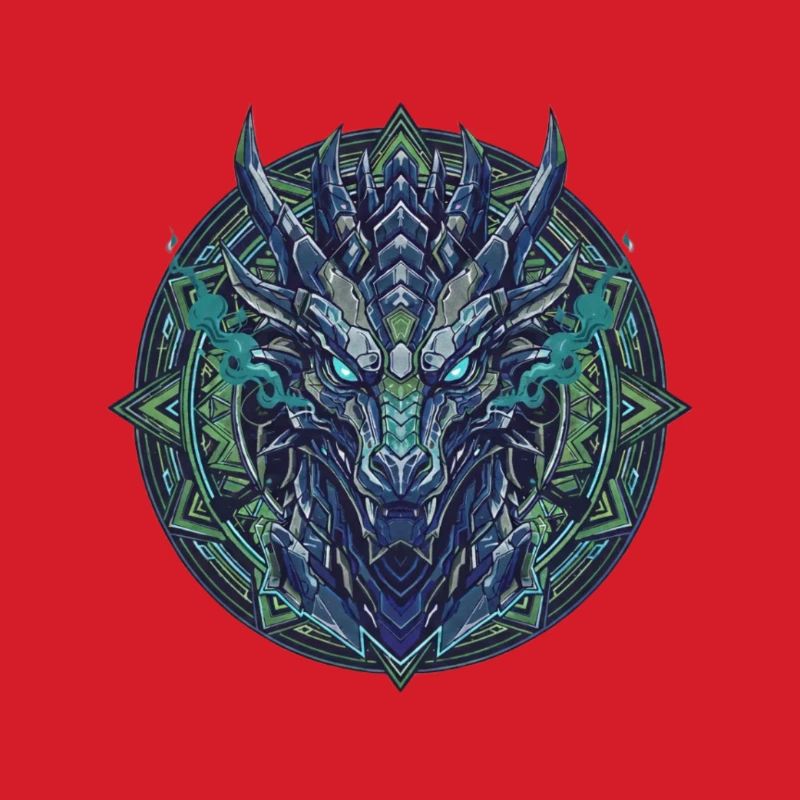 Teal Dragon - Mandala