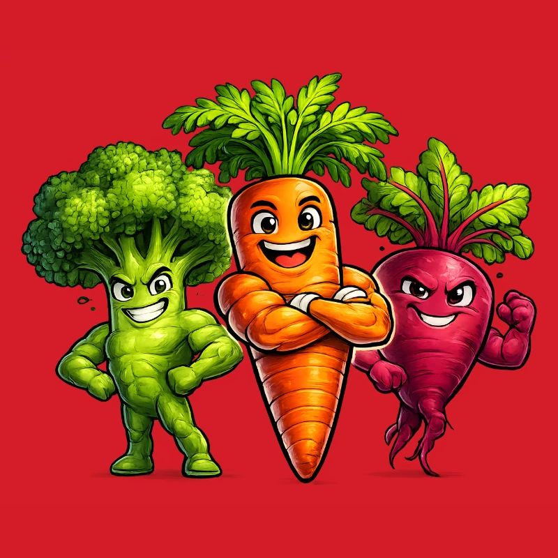 Strong vegetable team – broccoli, carrot & beetroot