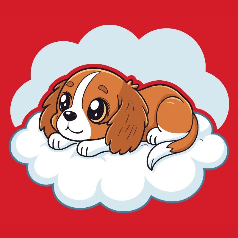 Cavalier King Charles Welpenträumer auf einer Wolke