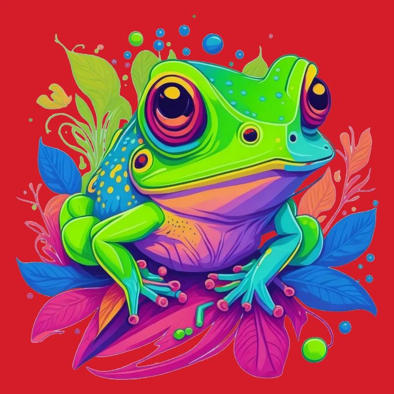 Regenbogenfrosch auf Blättern