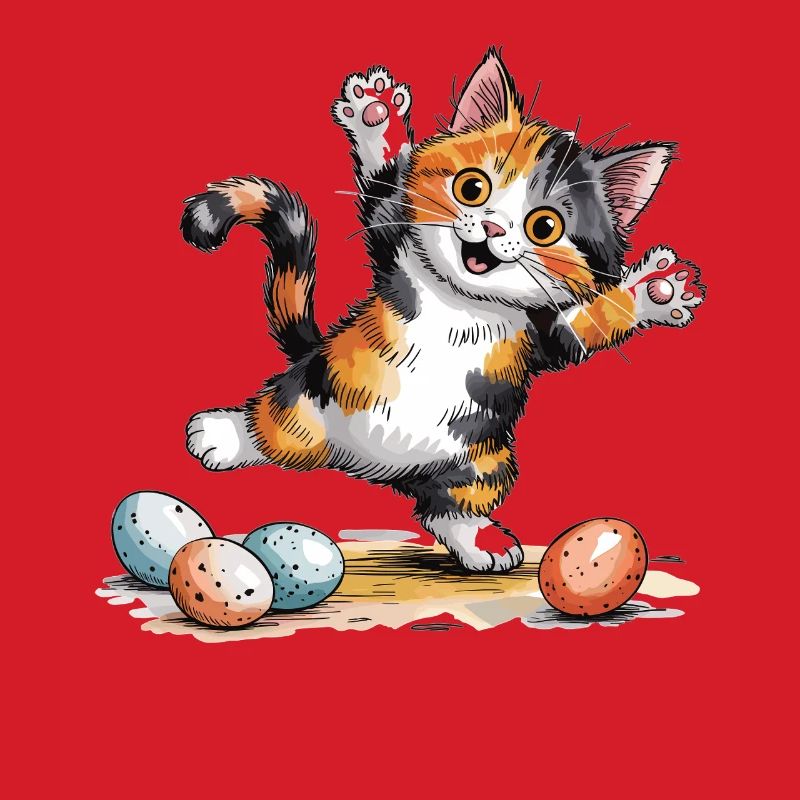 Cats Easter T-Shirt – Cat with Easter Eggs