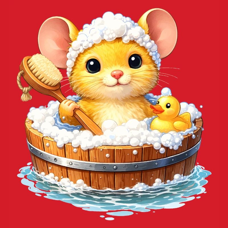 Cute mouse bathing