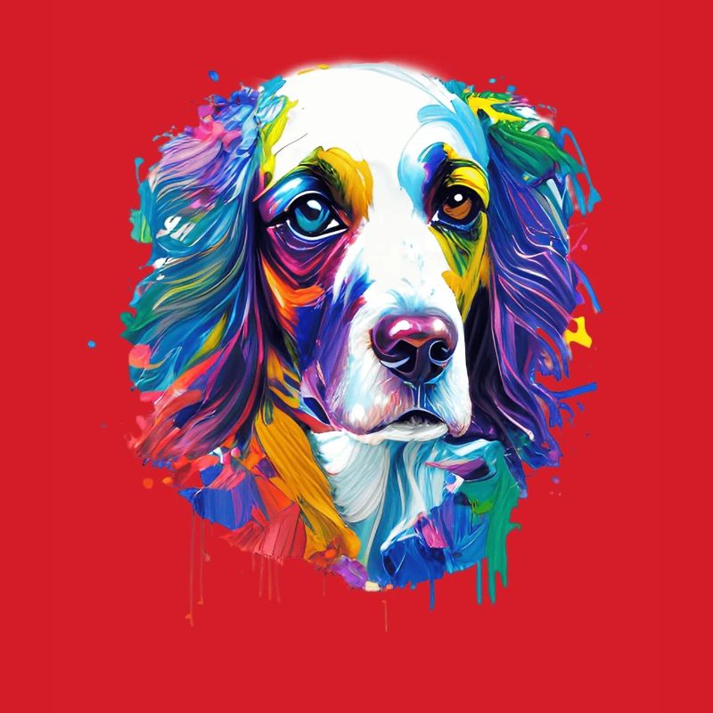 Englischer Springer Spaniel Bunte Spritzkunst