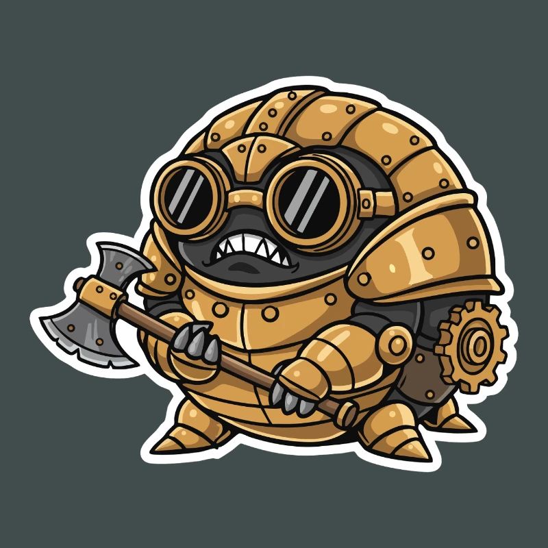 Sowbug Warrior Steampunk Axe Copper Armor