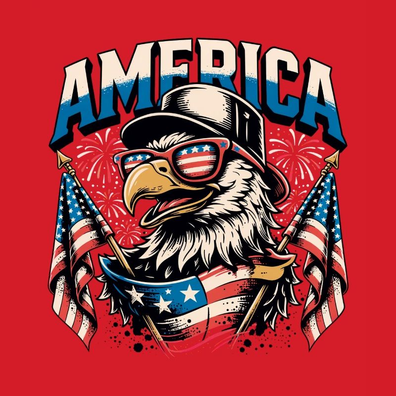 Patriotic Eagle with Flags