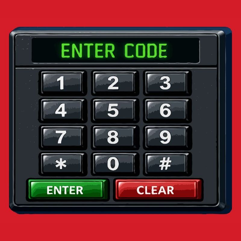 Entrée du code Clavier néon
