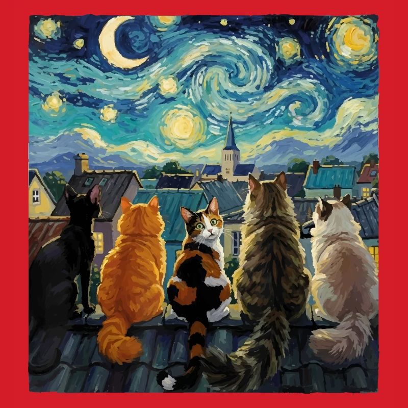 Cat Symphony Over Starry Rooftops