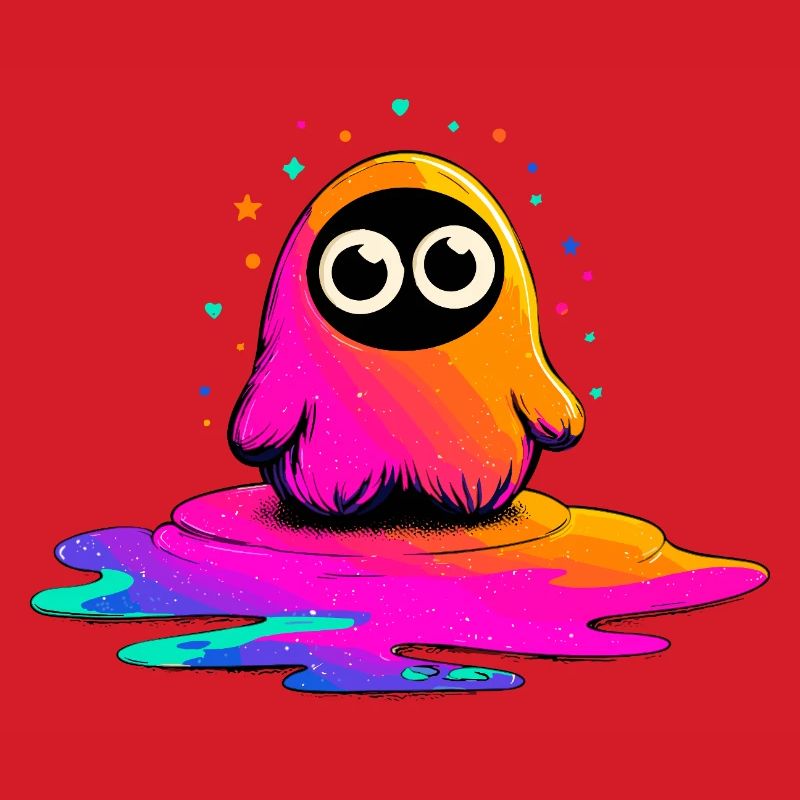 Neon Figur auf Farbklecks